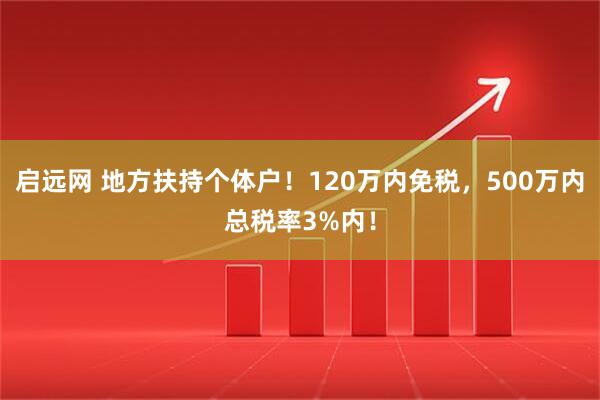 启远网 地方扶持个体户！120万内免税，500万内总税率3%内！